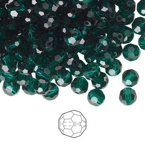 Bead 144pk emerald, Preciosa Czech crystal 5mm round
