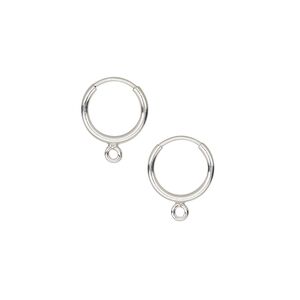 Earring hoop 1pkg2 sterling silver, 10mm round / endless loop / bottom loop, 21 gauge 1 pair
