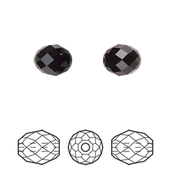 Bead 2pk jet, Crystal Passions® 9.5x8mm olive briolette 5044 image number 0