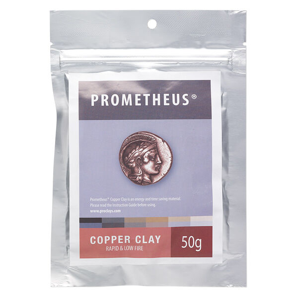 Prometheus® copper clay, pkg/50g, rapid and low fire formula. image number 0