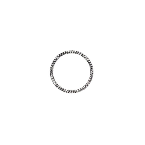 Jump ring, antiqued sterling silver, 14mm soldered twisted round, 12.2mm inside diameter, 18 gauge. Sold per pkg of 2. image number 0