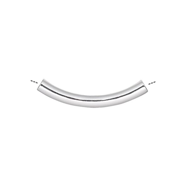Bead, silver-plated brass, 26x3.2mm curved tube. Sold per pkg of 10. image number 0