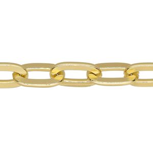 Chain, anodized aluminum, gold, 9mm flat cable. Sold per pkg of 25 feet.