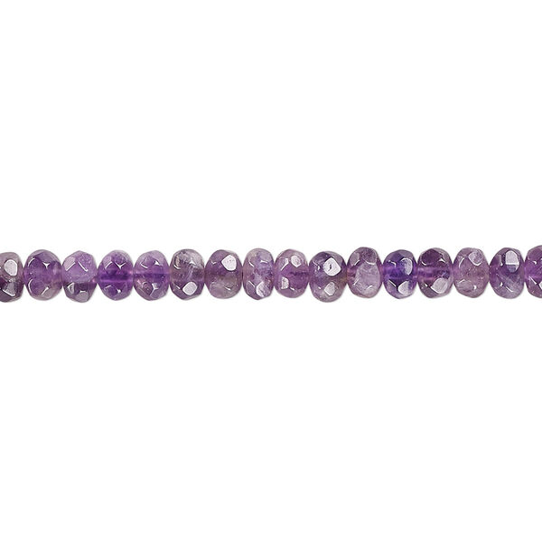 Bead, amethyst (natural), medium to dark, 3x2mm-4x3mm faceted rondelle, B grade, Mohs hardness 7. Sold per 15-1/2" to 16" strand. image number 0