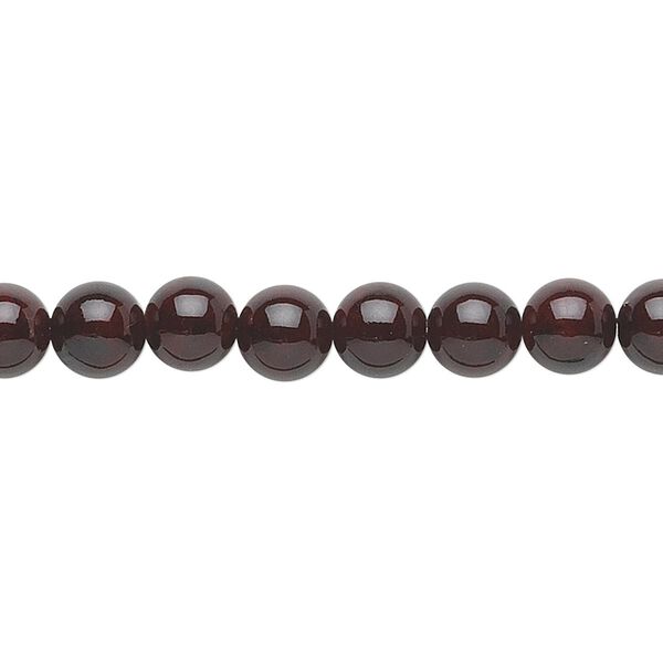 Bead, riverstone (dyed), dark red, 6mm round, B grade, Mohs hardness 3-1/2. Sold per 15-1/2" to 16" strand. image number 0