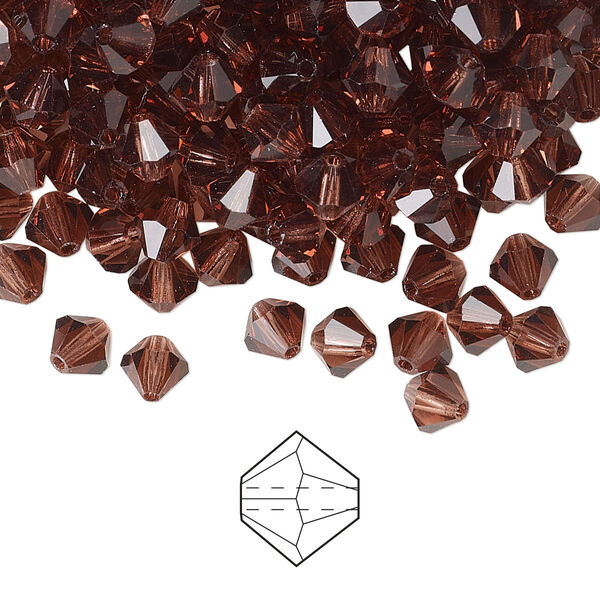 Bead 24pk light burgundy, Preciosa Czech crystal 5mm bicone image number 0