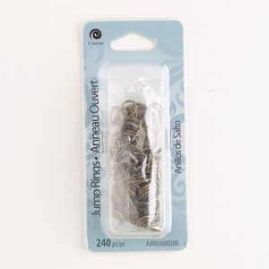 Jump ring mix, steel, pkg/240, 4-8mm open round, antique gold finish.