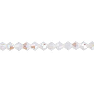 Bead 48pk white opal shimmer, Crystal Passions® 4mm bicone 5328
