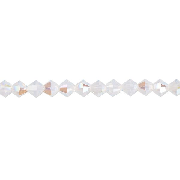 Bead 48pk white opal shimmer, Crystal Passions® 4mm bicone 5328 image number 0