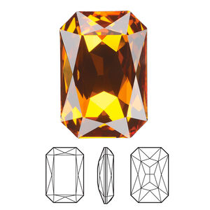 Fancy stone 1pkg1 dark orange (HICT) foil back, Crystal Passions® 27x18.5mm emerald cut 4627
