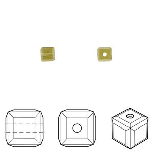 Bead 12pk khaki, Crystal Passions® 4mm cube 5601