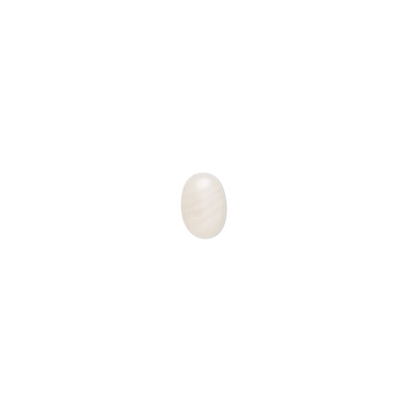 Cabochon, bamboo coral (bleached), white, 7x5mm calibrated oval, Mohs hardness 3-1/2 to 4. Sold per pkg of 4. image number 0