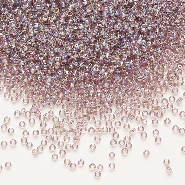 Seed bead, Miyuki, glass, pkg/35g, #15 rocaille, translucent rainbow smoky amethyst (RR-256). image number 0