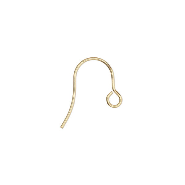 Ear wire, gold-finished stainless steel, 13mm fishhook with open loop, 21 gauge. Sold per pkg of 5 pairs. image number 0