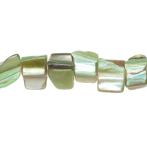 Mother-of-pearl shell 1pkg1, triangle tube bead 15 inch mint green 7x6mm-13x8mm