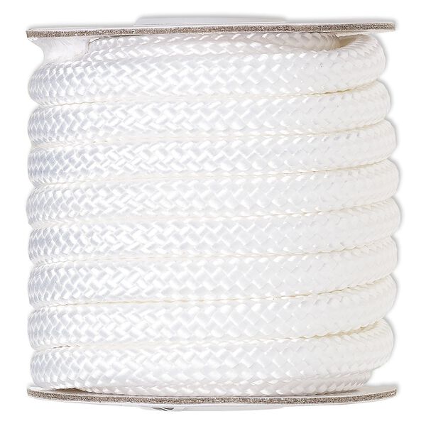 Cord, nylon, white, 8mm braided. Sold per 15-foot spool. image number 0