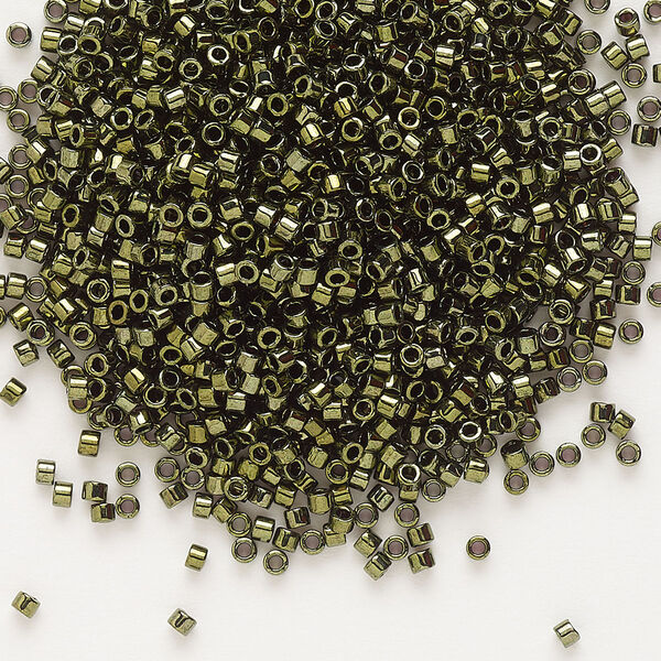 Seed bead, Delica®, glass, pkg/7.5g, #11 round, opaque metallic olive (DB-0011). image number 0