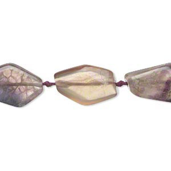 Bead, rainbow fluorite (natural), large to extra-large faceted flat nugget, Mohs hardness 4. Sold per 15" to 16" strand. image number 0