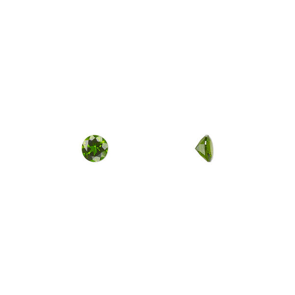 Gem, chrome diopside (natural), 4mm hand-cut faceted round, B grade, Mohs hardness 5-1/2 to 6. Sold individually. image number 0