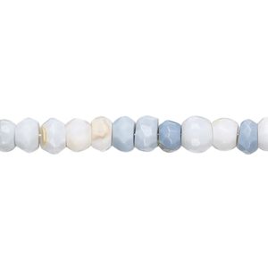 Blue opal 1pkg1, hand-cut faceted rondelle bead natural 17 inch graduated 3x2mm-6x5mm