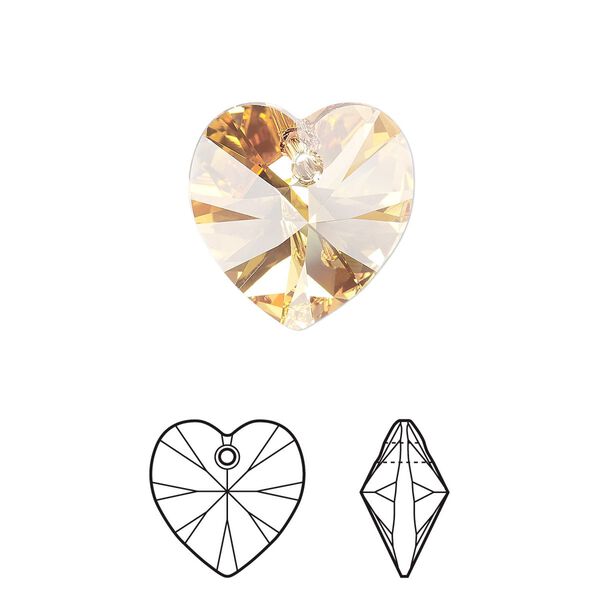Drop 2pk crystal metallic sunshine, Crystal Passions® 14mm pendant heart 6228 image number 0