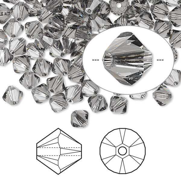 Bead 144pk black diamond, Crystal Passions® 5mm bicone 5328 image number 0