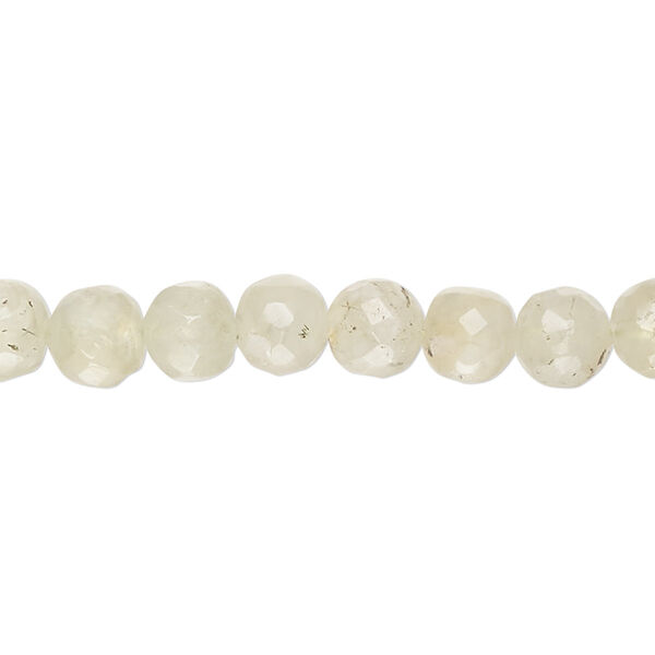 Bead, prehnite (natural), 5-7mm hand-cut faceted round, C+ grade, Mohs hardness 6 to 6-1/2. Sold per 14-inch strand, approximately 55 beads. image number 0