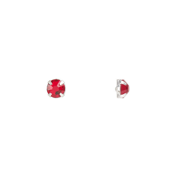 Bead 24pk rose montees light Siam silver plate, Preciosa Czech crystal 3.8-4mm round SS16 image number 0