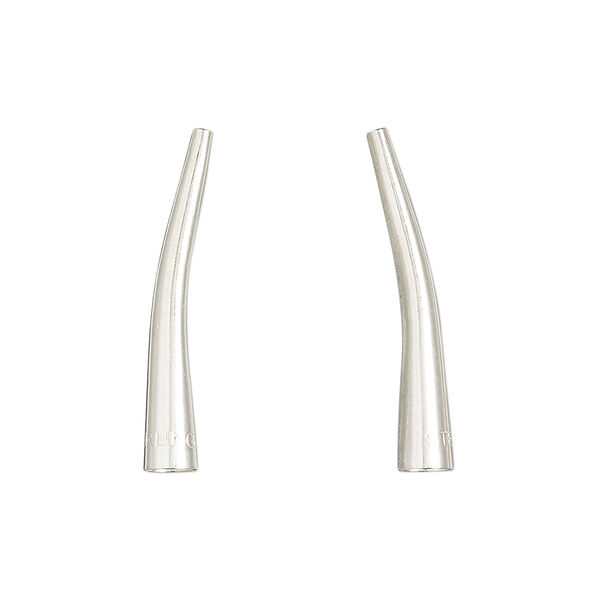 Cone sterling silver 1pkg2, 25x4mm curved stamped "STERLING," 3.5mm inside diameter image number 0
