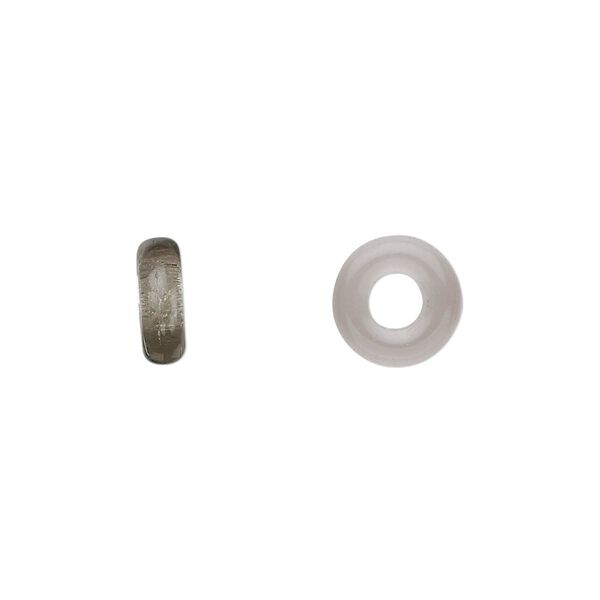 Bead, Czech pressed glass, smoke, 9.5x3mm ring with 3.5mm hole. Sold per pkg of 50. image number 0