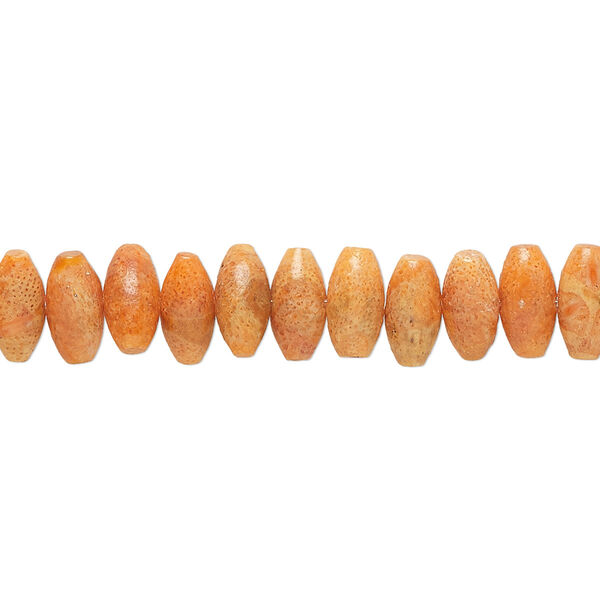 Bead, resin and sponge coral (stabilized), 8x4mm side-drilled barrel, Mohs hardness 3-1/2 to 4. Sold per 15-1/2" to 16" strand. image number 0