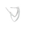 Earring leverback 1pkg2 sterling silver, 23mm / left and right facing / flat post, approximately 1.5mm width, cubic zirconia image number 1