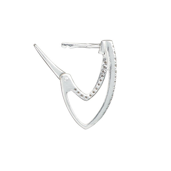 Earring leverback 1pkg2 sterling silver, 23mm / left and right facing / flat post, approximately 1.5mm width, cubic zirconia image number 1