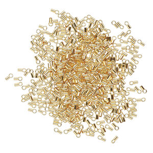 Crimp end 1pkg500 gold-plated, 3.5x2mm tube / loop / 1.5mm inside diameter, brass