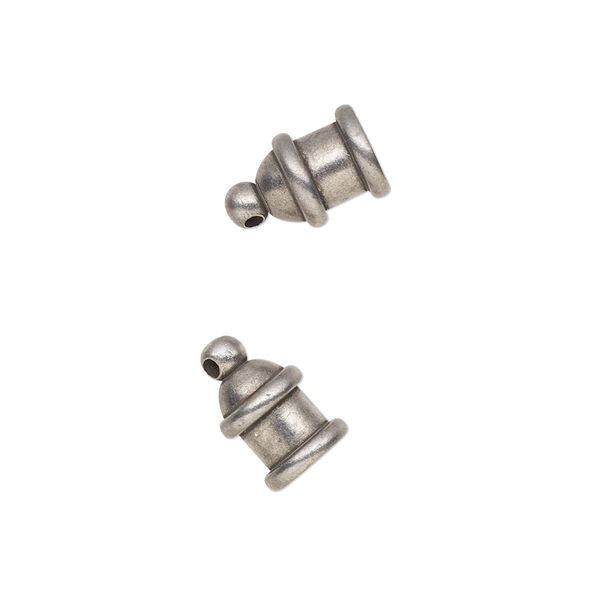 Cord end, glue-in, TierraCast® Maker's Collection, tin oxide-plated brass, 11.5x7mm pagoda, 4mm inside diameter. Sold per pkg of 2. image number 0