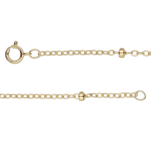 Chain, 14Kt gold-filled, 1.8mm flat cable and 3x1.5mm rondelle, 18 inches with springring clasp. Sold individually. image number 0