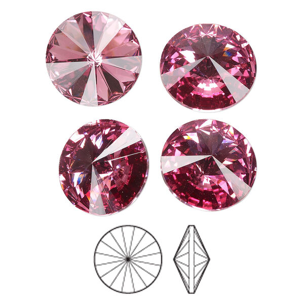 Chaton 4pk rose foil back, Preciosa MAXIMA Czech crystal rhinestone 14mm rivoli image number 0