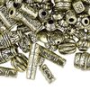 Bead mix, antiqued gold-finished plastic, 6.5x2mm-25x19.5mm mixed shape. Sold per pkg of 250 grams, approximately 1,300 beads. image number 0
