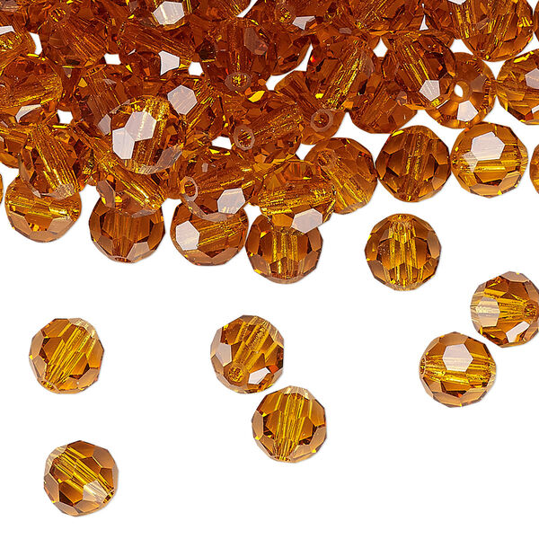 Bead 24pk topaz, Preciosa Czech crystal 6mm round image number 0