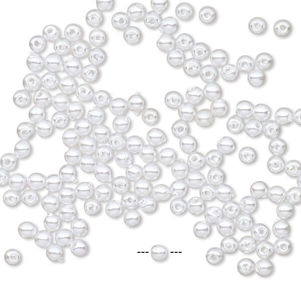Bead, acrylic pearl, white, 2.5mm round. Sold per pkg of 160. image number 0