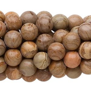 Limestone 1pkg10, round bead natural 15.5-16 inch 8mm