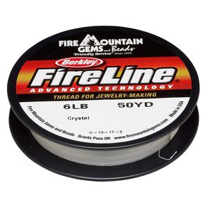Thread, Berkley® FireLine®, gel-spun polyethylene, crystal, 0.15mm diameter 4-fiber braid, 6-pound test. Sold per 50-yard spool.