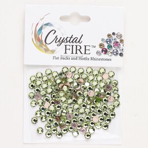 Flat back 144pk peridot foil back, Crystal Fire® 3.80-4.00mm hotfix round SS16