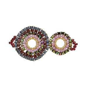 Link, Creative Touch, glass, iris green / dusty rose / cranberry, 29x18mm double-sided double circle. Sold individually.