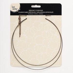 Necklace cord, antiqued copper-finished steel and "pewter" (zinc-based alloy), 1mm twisted cable, 19-1/2 inches with 2-1/4 inch extender chain and lobster claw clasp. Sold individually.