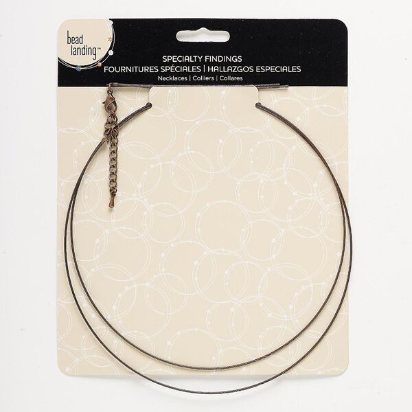 Necklace cord, antiqued copper-finished steel and "pewter" (zinc-based alloy), 1mm twisted cable, 19-1/2 inches with 2-1/4 inch extender chain and lobster claw clasp. Sold individually. image number 0