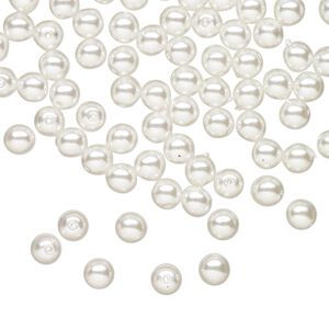Bead druk Czech pearl-coated glass 100pk 4mm round, opaque white