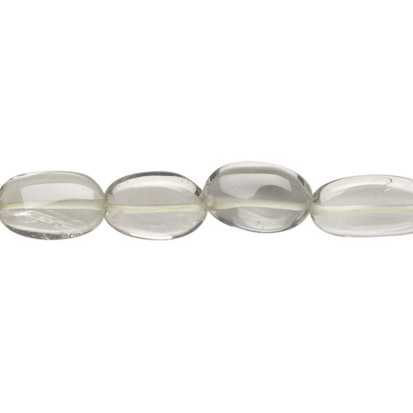 Bead, green quartz (heated), 10x6mm-13x8mm hand-cut puffed oval, C grade, Mohs hardness 7. Sold per 14-inch strand. image number 0