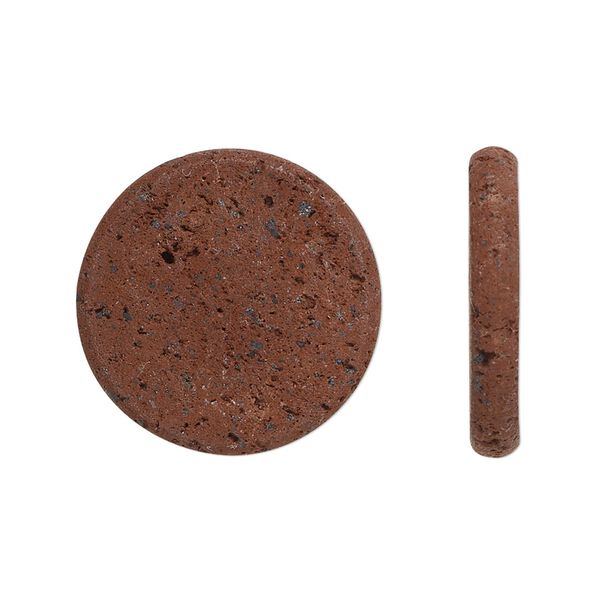 Lava rock 1pkg2, unwaxed undrilled flat round locket insert natural 22mm / 3.5mm image number 0