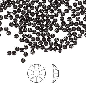 Flat back 144pk jet foil back, Preciosa MAXIMA Czech crystal hotfix rhinestone 2.3-2.5mm chaton rose round SS8